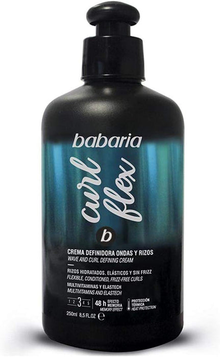 Babaria B-Curl Crema Definidora de Ondas y Rizos, 250ml. Define, hidrata y controla el encrespamiento para unos rizos elásticos, suaves y llenos de movimiento. Babaria - frontal