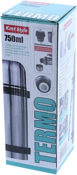 Termo Kmt Style de 750ml, de Acero Inoxidable. Botella térmica portátil con diseño moderno, a prueba de derrames, ideal para llevar al gimnasio, a la oficina o de excursión. Bigbuy Home - frontal