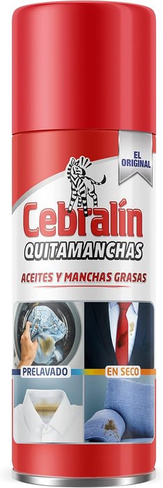 Cebralín Quitamanchas Expert en Seco, Pack Ahorro de 12 botes de 200ml (Total 2.4L). La solución profesional para eliminar manchas de grasa sin necesidad de lavar la ropa. Cebralín - pack