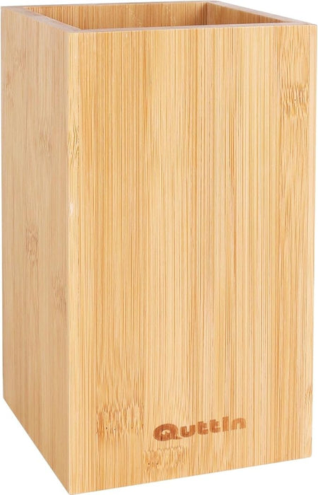 Quttin Bote para Utensilios de Cocina de Bambú: Organizador de encimera elegante y sostenible (18 cm de alto) para mantener tus espátulas y cucharas ordenadas. Quttin - frontal