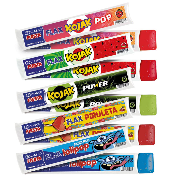 Flashes Fiesta Surtidos CIA&CO – Pack 20 Polos para Congelar (20 x 65 ml) – 5 Sabores de Chuches – Sin Gluten y Aptos para Veganos