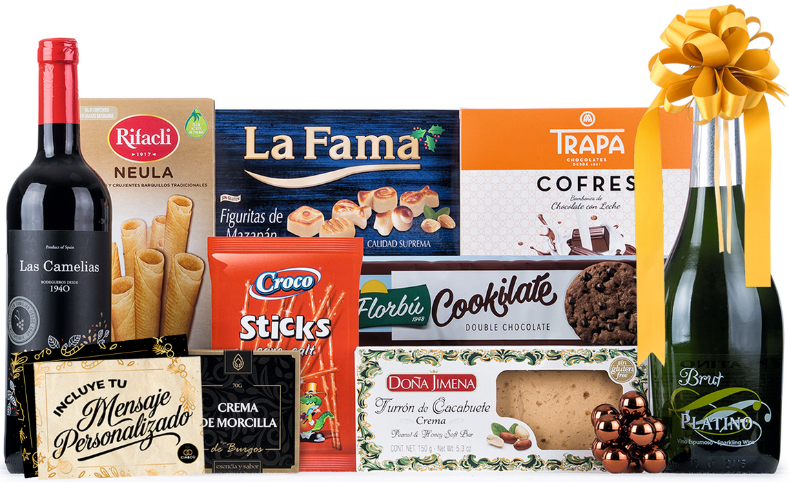 Cesta de Navidad Gourmet 2025 (Lote 201) · Con Vino, Brut, Dulces y Embutidos · Incluye Tarjeta Personalizable · Regalo Corporativo, Familiar o Personal · Ideal para Sorprender esta Navidad