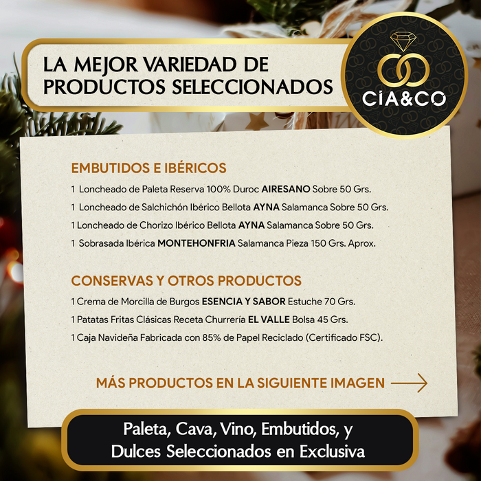Cesta de Navidad con Ibéricos de Bellota Gourmet 2025 (Lote 206) · Incluye Paleta Ibérica, Brut, Vinos Faustino, Dulces Selectos y Tarjeta Personalizable · Regalo Corporativo, Familiar o Personal