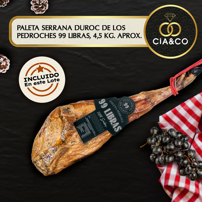 Cesta de Navidad con Jamón Gourmet 2025 (Lote 300) · Con Paleta Serrana, Vino, Cava Brut, Vermouth, Dulces y Ibéricos · Incluye Tarjeta Personalizable · Regalo Corporativo, Familiar o Personal Ideal