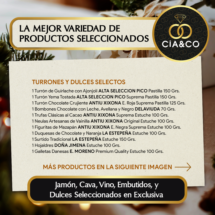 Cesta de Navidad con Jamón Gourmet 2025 (Lote 218) · Con Vinos Rioja, Cava, Ginebra, Cerveza y Dulces Selectos · Incluye Tarjeta Personalizable · Regalo Corporativo, Familiar o Personal Ideal