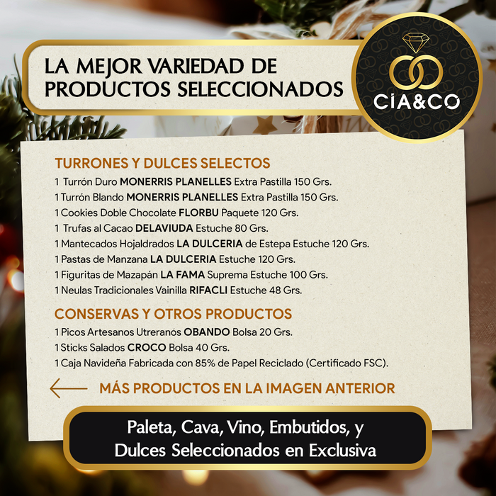 Cesta de Navidad con Ibéricos Gourmet 2025 (Lote 207) · Con Espumoso, 3 Vinos, Aperitivos, Turrones, Ibéricos y Dulces · Incluye Tarjeta Personalizable · Regalo Corporativo, Familiar o Personal
