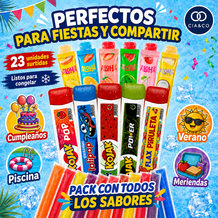 Mega Pack Polos para Congelar CIA&CO – 23 Unidades | Flashes Fiesta, Aloha y Burmar | El Lote Más Completo del Verano