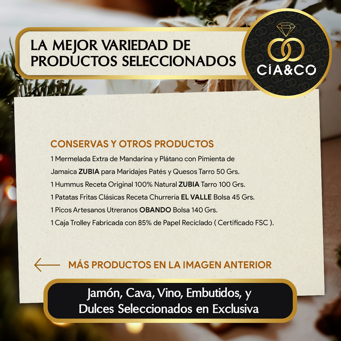 Cesta de Navidad con Jamón Gourmet 2025 (Lote 218) · Con Vinos Rioja, Cava, Ginebra, Cerveza y Dulces Selectos · Incluye Tarjeta Personalizable · Regalo Corporativo, Familiar o Personal Ideal