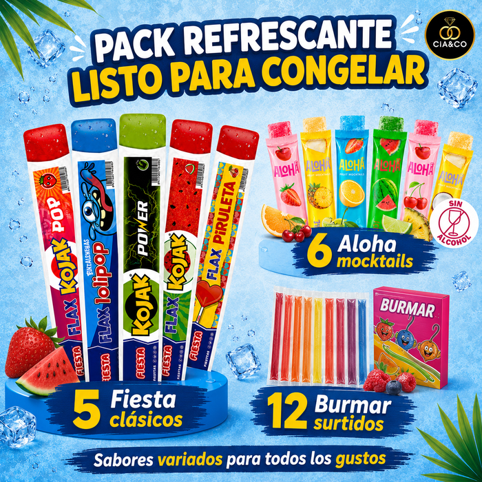 Mega Pack Polos para Congelar CIA&CO – 23 Unidades | Flashes Fiesta, Aloha y Burmar | El Lote Más Completo del Verano