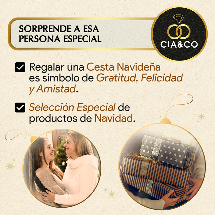 Cesta de Navidad con Jamón Gourmet 2025 (Lote 301) · Incluye Paleta Serrana, Vinos Tinto y Blanco, Espumoso, Dulces Selectos y Ibéricos · Tarjeta Personalizable · Regalo Corporativo o Familiar Ideal