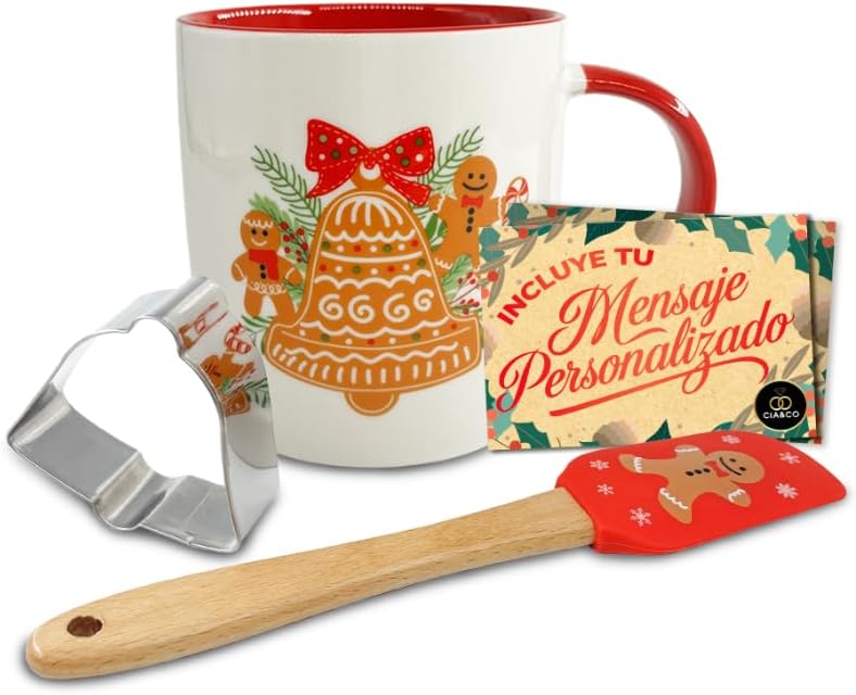 Set Cia&Co Taza Navideña Campana con espátula, molde y caja regalo festiva.