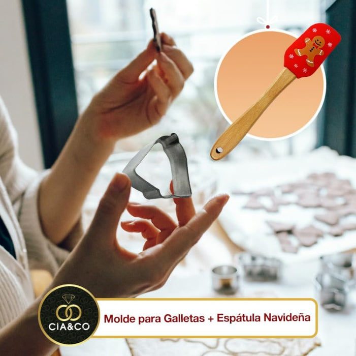 Vista completa del set Taza Navideña Campana Cia&Co con todos los accesorios.