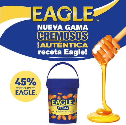 Textura cremosa y untable de crema de cacahuete con miel y toque salado.