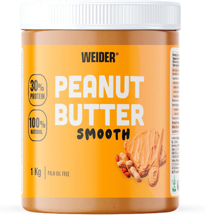 Weider Peanut Butter Smooth 1 kg – crema de cacahuete 100% natural con 30% de proteína