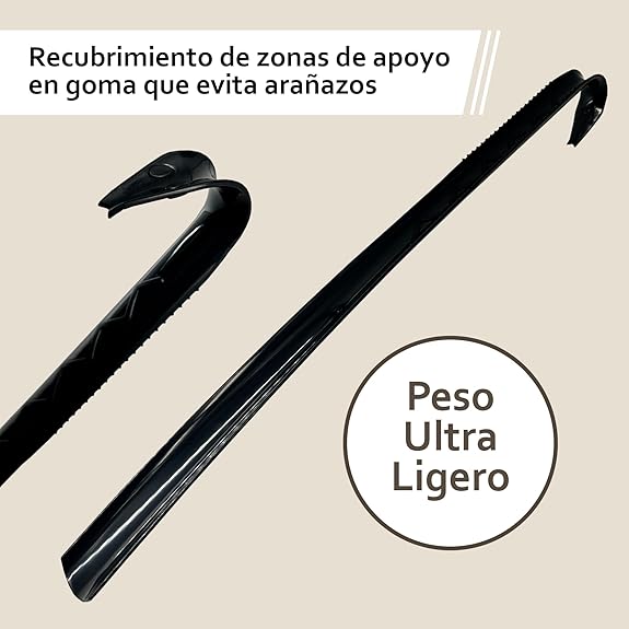 Detalle del diseño curvado para facilitar la entrada del pie en el calzado