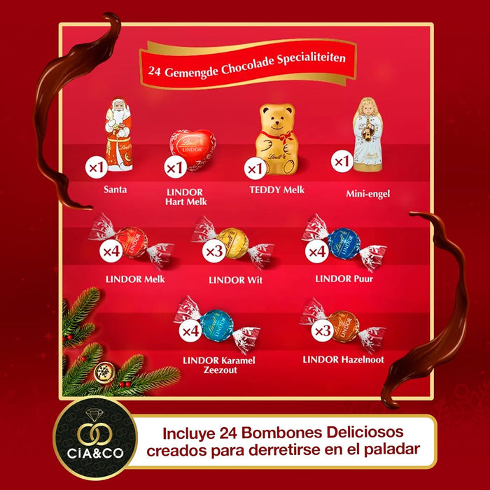 Vista general del calendario Gran Mercado Lindt 2025 desplegado.