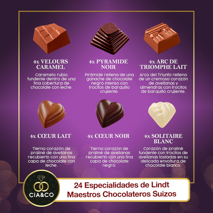 Vista general del calendario Lindt Campos Elíseos 2025, ideal para regalar.