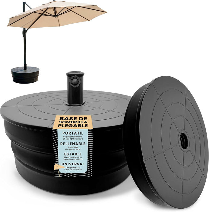 Base para sombrilla XXL plegable CIA&CO rellenable hasta 50 kg con agua o arena