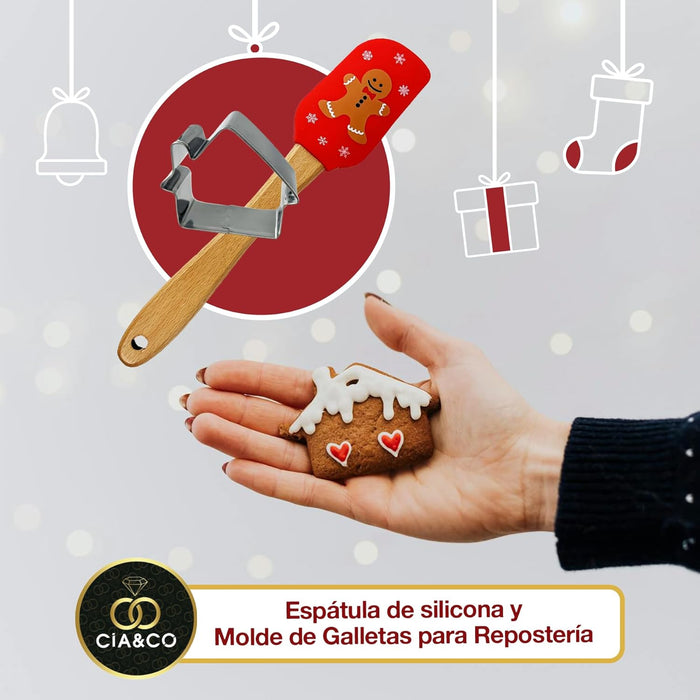 Vista completa del pack Cia&Co Casita: taza, espátula, molde y tarjeta.