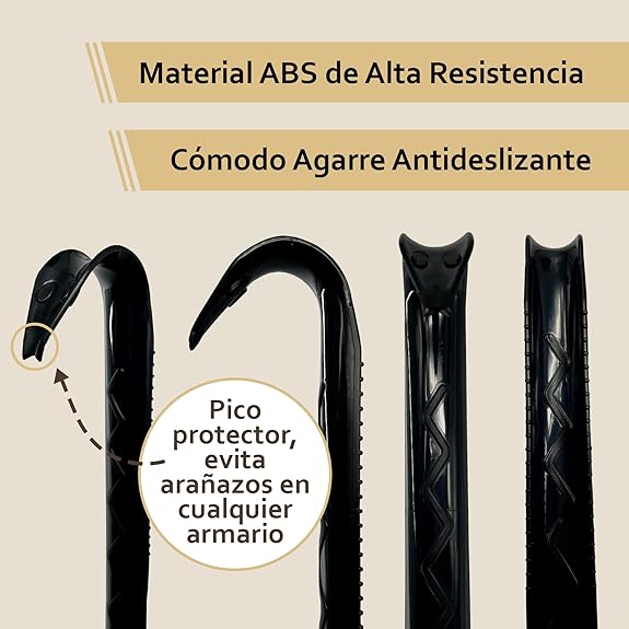 Calzador de zapatos con diseño ergonómico para usar de pie o sentado