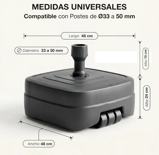 Base para sombrilla con ruedas XXL CIA&CO color negro antracita rellenable hasta 75 kg