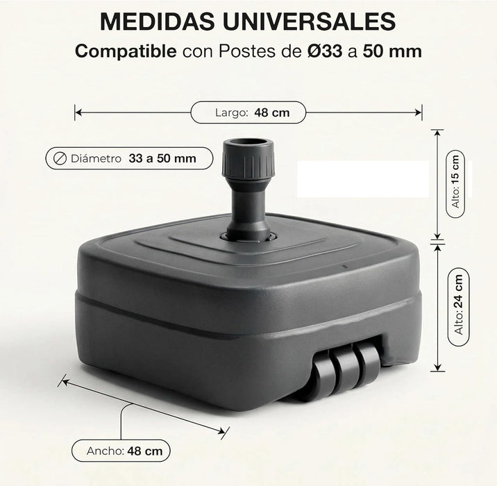 Base para sombrilla con ruedas XXL CIA&CO color negro antracita rellenable hasta 75 kg