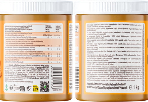Ingredientes e información nutricional de Weider Peanut Butter Smooth 1 kg – crema de cacahuete 100% natural