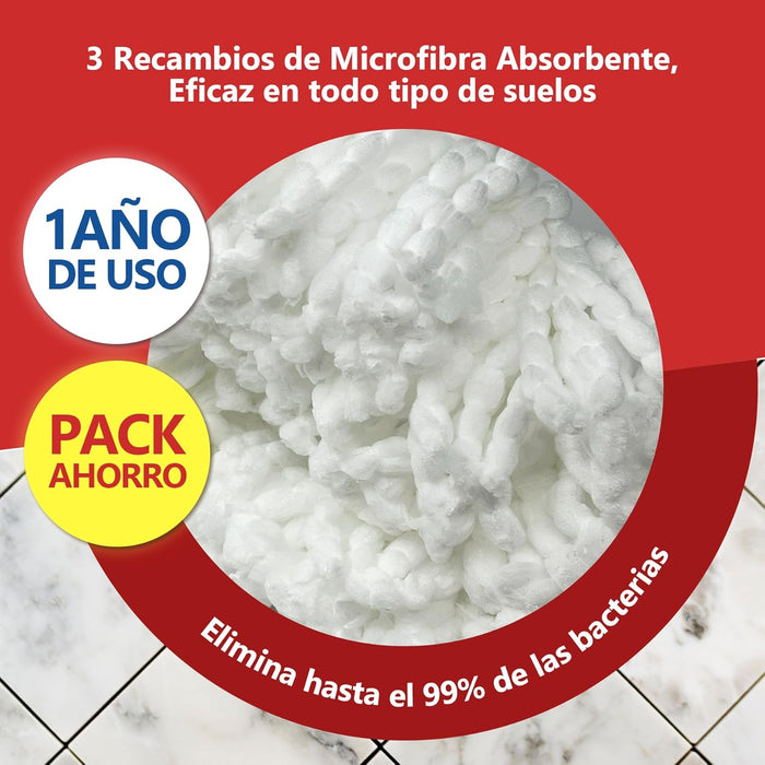 Pack ahorro 3 recambios Cia&Co para fregona compatible Vileda Turbo y Turbo Smart.