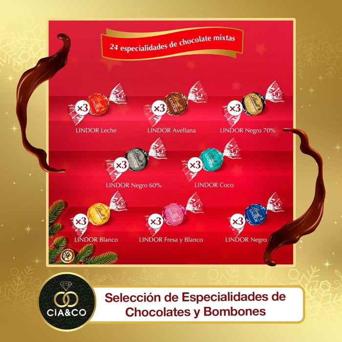 Detalle del envoltorio rojo y dorado Lindor edición 2025.