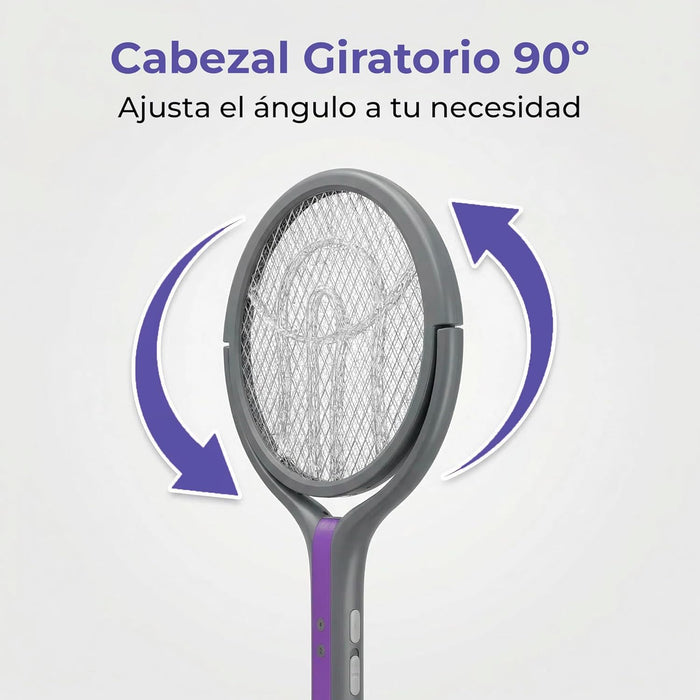 Detalle del mango telescópico extensible de la raqueta eléctrica para mosquitos