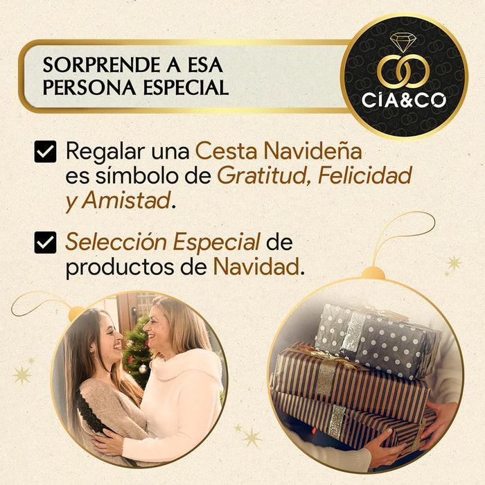 Detalle del interior de la Cesta de Navidad Gourmet Cía&Co 2025.