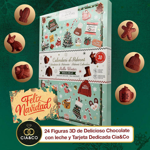 Calendario Simón Coll Hello Winter con figuras 3D de chocolate.