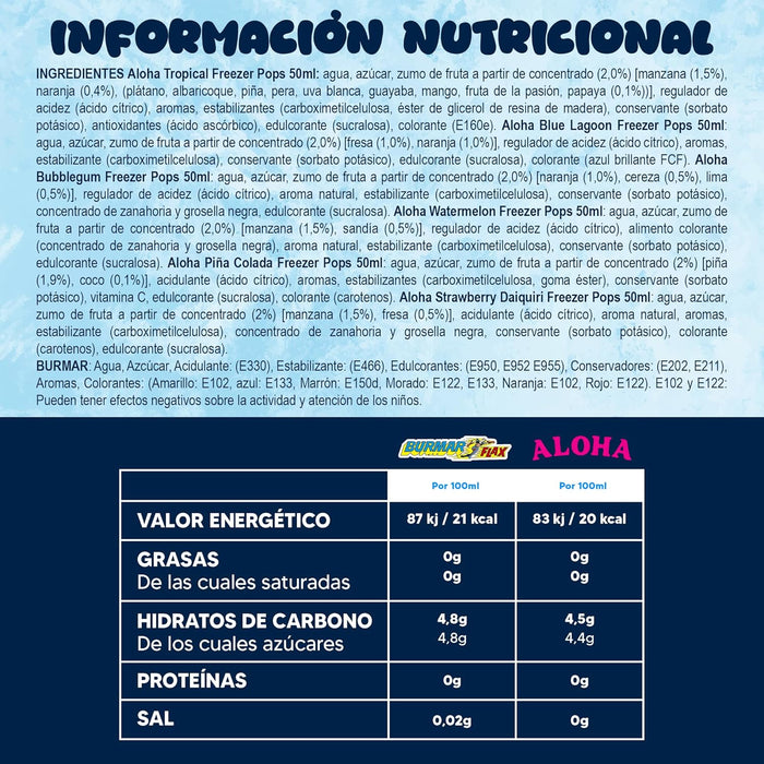 Pack mixto de polos para congelar con sabores tropicales y clásicos en formato individual.