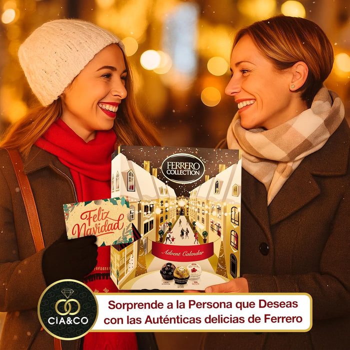 Detalle del interior del calendario Ferrero Collection con bombones.