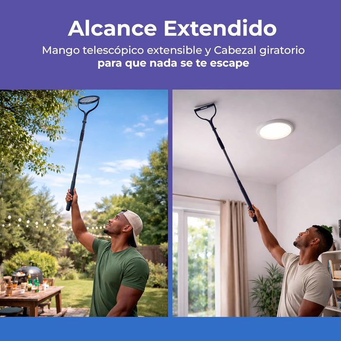 Raqueta eléctrica para mosquitos con base de soporte y carga incluida