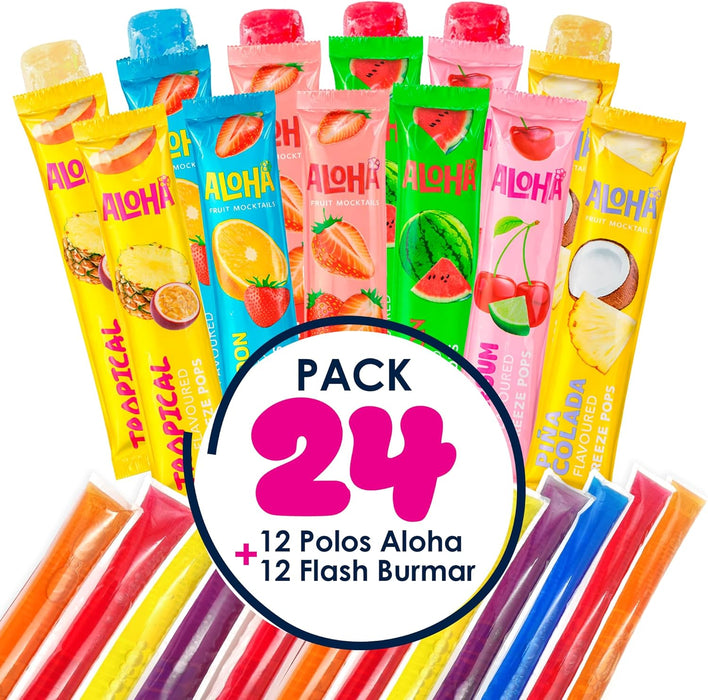 Polos de hielo sabores variados inspirados en frutas tropicales y sabores tradicionales.