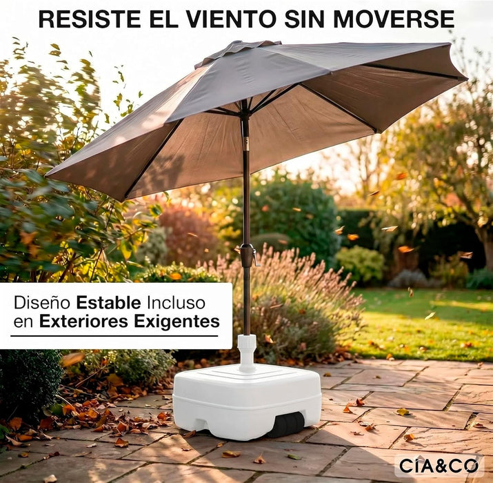 Sistema de ruedas integrado para mover la sombrilla cómodamente