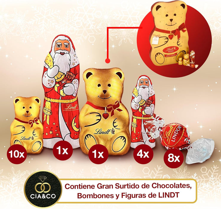 Bombones Lindor y figuras Teddy del calendario de Adviento Lindt.