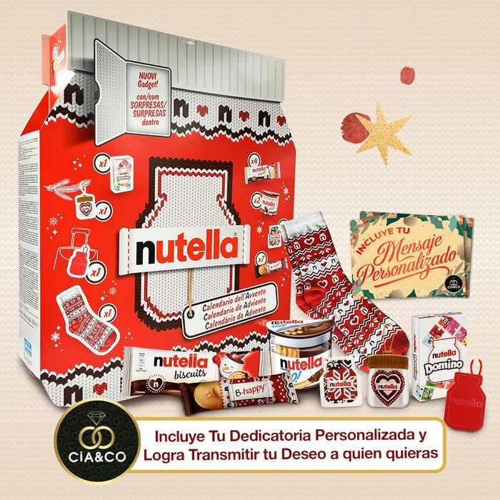 Calendario de Adviento Nutella 2025 con diseño trenzado rojo edición limitada.