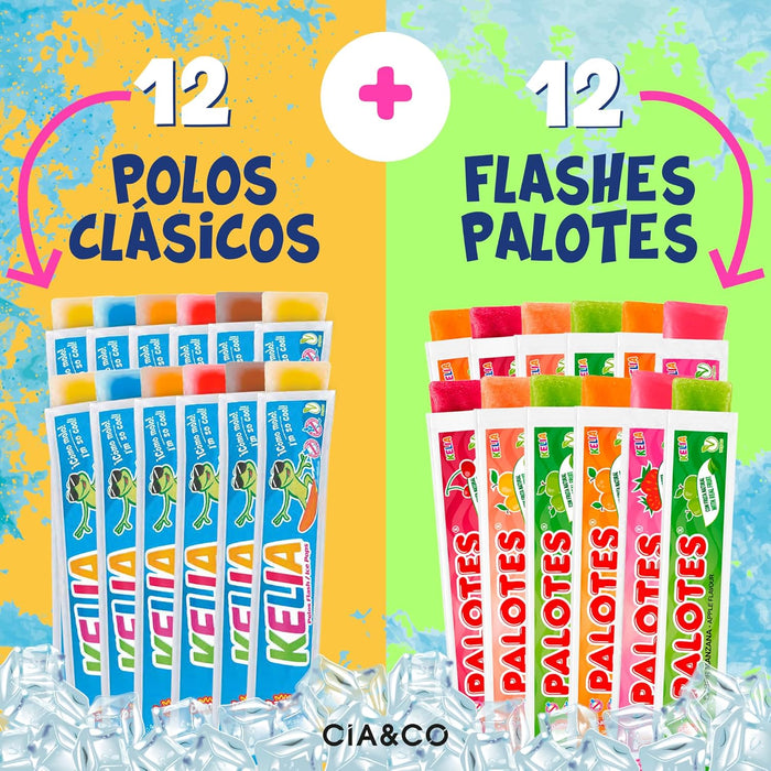 Polos para congelar sabores variados con formato individual listo para enfriar y consumir.