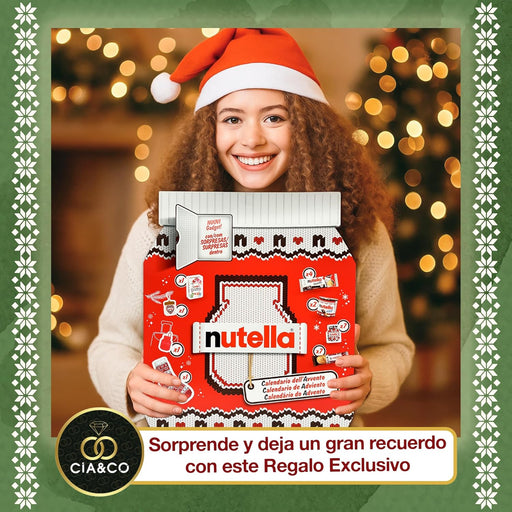 Detalle del calendario Nutella XXL con productos Ferrero originales.
