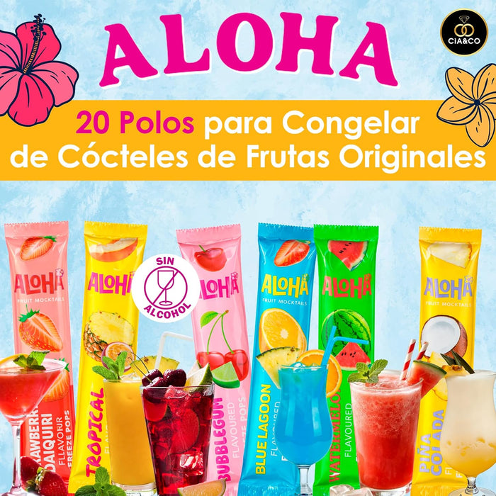 Freeze Pops ALOHA con sabores tropicales refrescantes para niños y adultos.