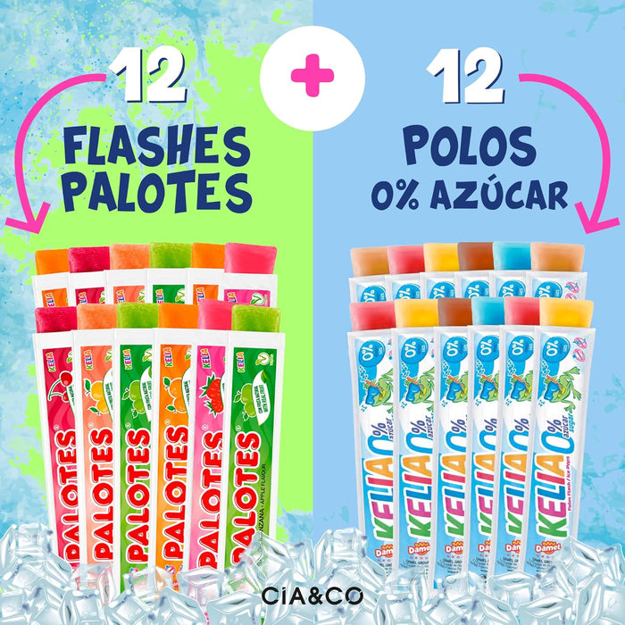 Flashes Palotes sabor fresa y polos 0% Azúcar listos para congelar y disfrutar durante el verano.