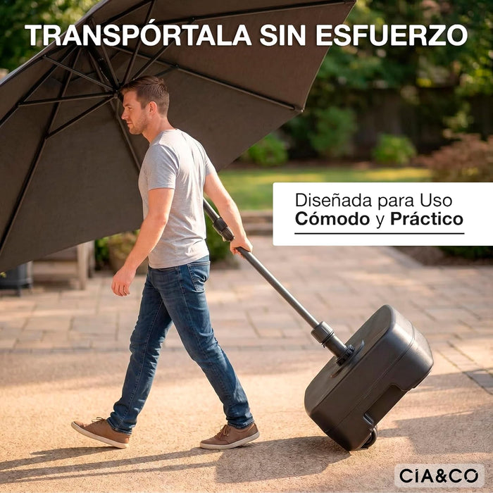 Base para sombrilla con ruedas ideal para jardines, patios y terrazas exteriores