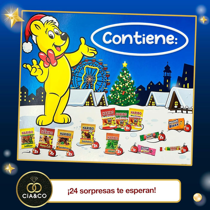 Selección variada de caramelos de goma HARIBO clásicos.