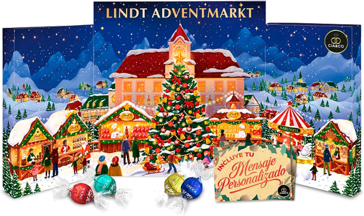 Calendario de Adviento LINDT Gran Mercado 2025 formato libro XXL.