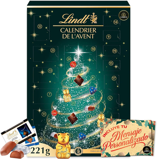 Calendario de Adviento Lindt Verde 2025 con 24 bombones suizos Lindor y Excellence