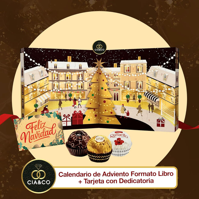 Bombones Ferrero Rocher, Rondnoir y Raffaello incluidos en el calendario.