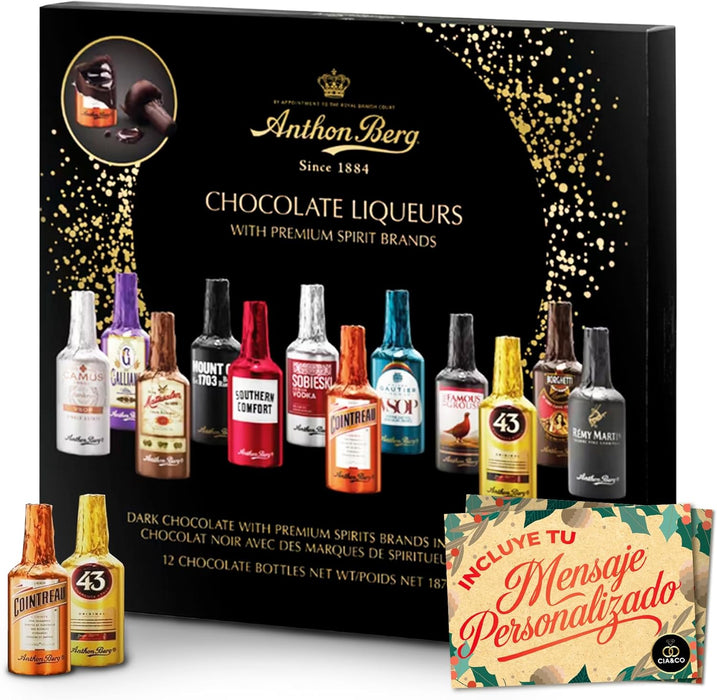 Bombones Anthon Berg 2025 chocolate negro gourmet con rellenos aromáticos.