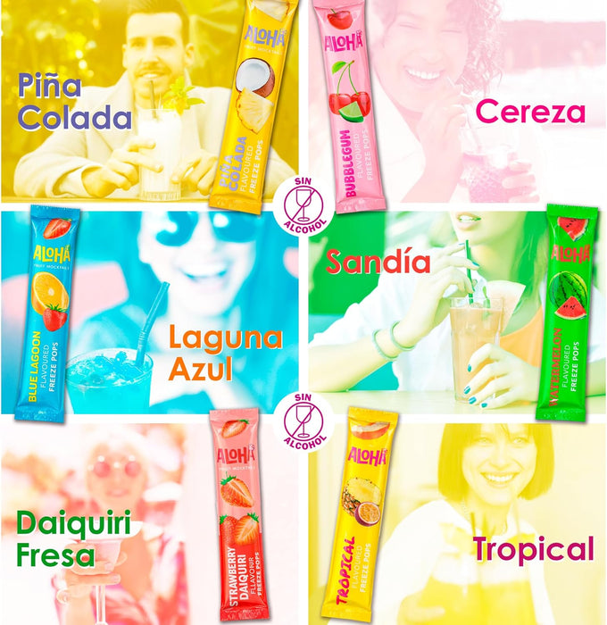 Polos de hielo ALOHA sabores tropicales para disfrutar durante el verano.